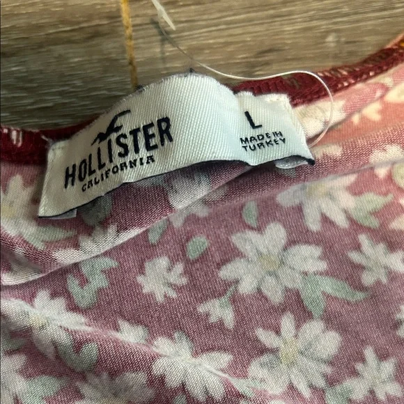 Hollister Maroon and Light and white Pink Floral daisy Long Sleeve Dress - Picture 2 of 4